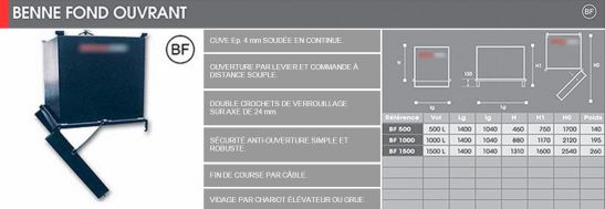Benne à fond ouvrant