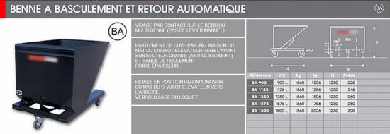 Benne a basculement et retour automatique